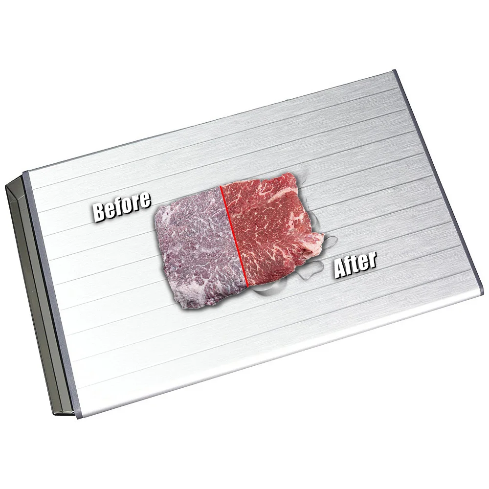 Fast Defrost Tray, Premium HDF Aeronautical Aluminum Alloy Thawing Plate, Thaw Frozen Meat or Food Quickly and Safely