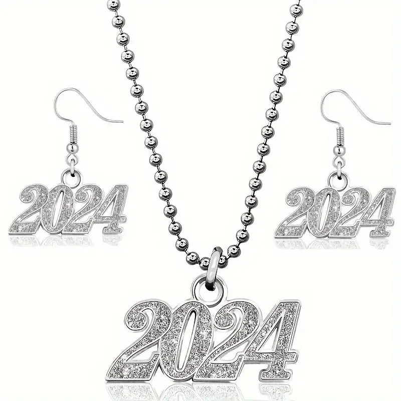 Senior Class of 2025 Graduation Charm Jewelry Set for Trendy Valentines Gift Earrings Necklace