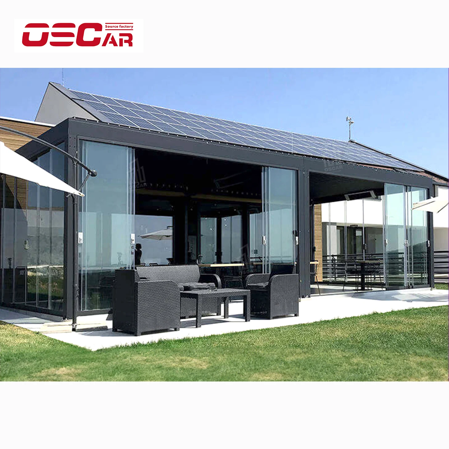 Pergola Motorized Electric Aluminum Outdoor Four Seasons 4*4 3*3 Steel Heat Treated Pressure Treated Wood Type Not Coated
