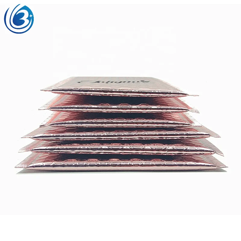 
Custom Design Envelopes Padded Bubble Mailing Bags Rose Gold Poly Mailers Bubble Mailers Logo 