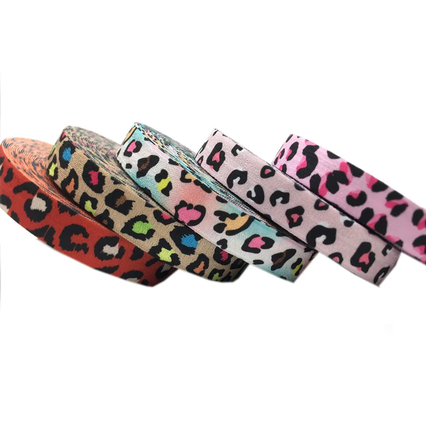 100 ярдов оптовая продажа эластичная леопардовая лента для волос с принтом «Гепард» 5/8 дюйма