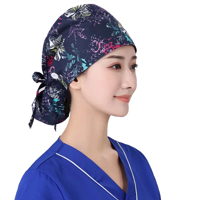 
Cotton Adjustable Pet Work Hats Dust Cap Nursing Cap Elastic Ponytail Caps 