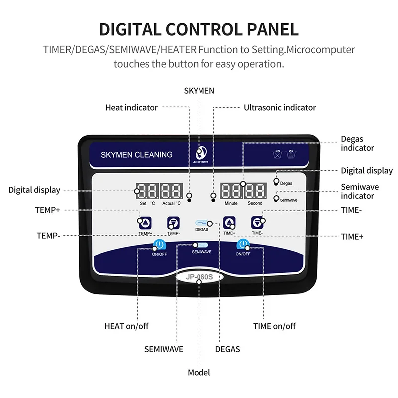 Skymen JP-060S 360W diamond diesel parts generator injector engine device ultrasonic cleaning jewelry washing cleaner machine