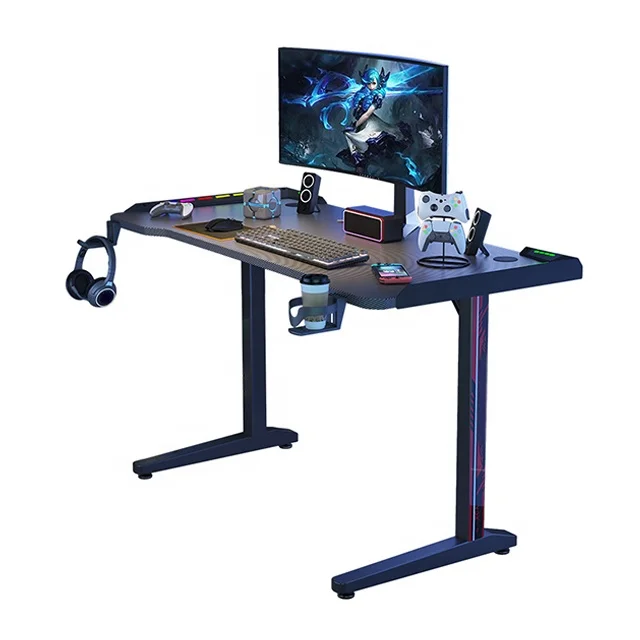 Cheap modern pc gaming computer desk with led light