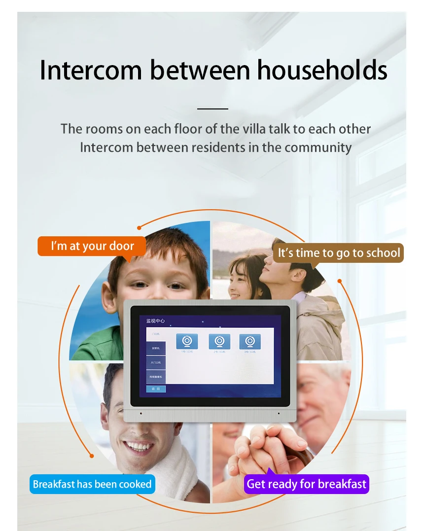 7 Inch ABS touch screen monitor Video Door Bell Phone Building Multi Apartment Intercom system Smart Waterproof  digital access