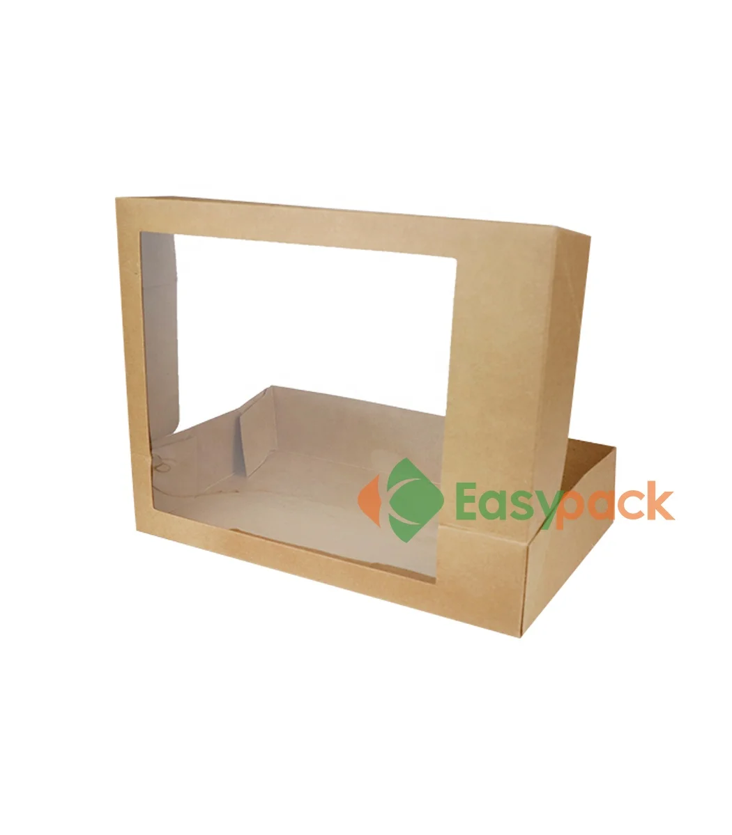 Disposable folding brown kraft paper packaging box with PE window