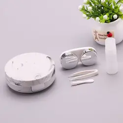 Лидер продаж на Amazon футляр для контактных линз Круглый с мраморным рисунком заказ oem