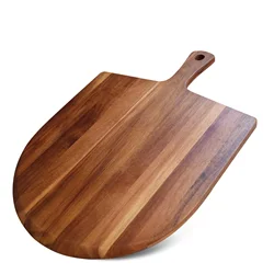 Customized Acacia Wood Pizza Cutting Board Charcuterie Platter Thin Slanted Edge Pizza Serving Trays