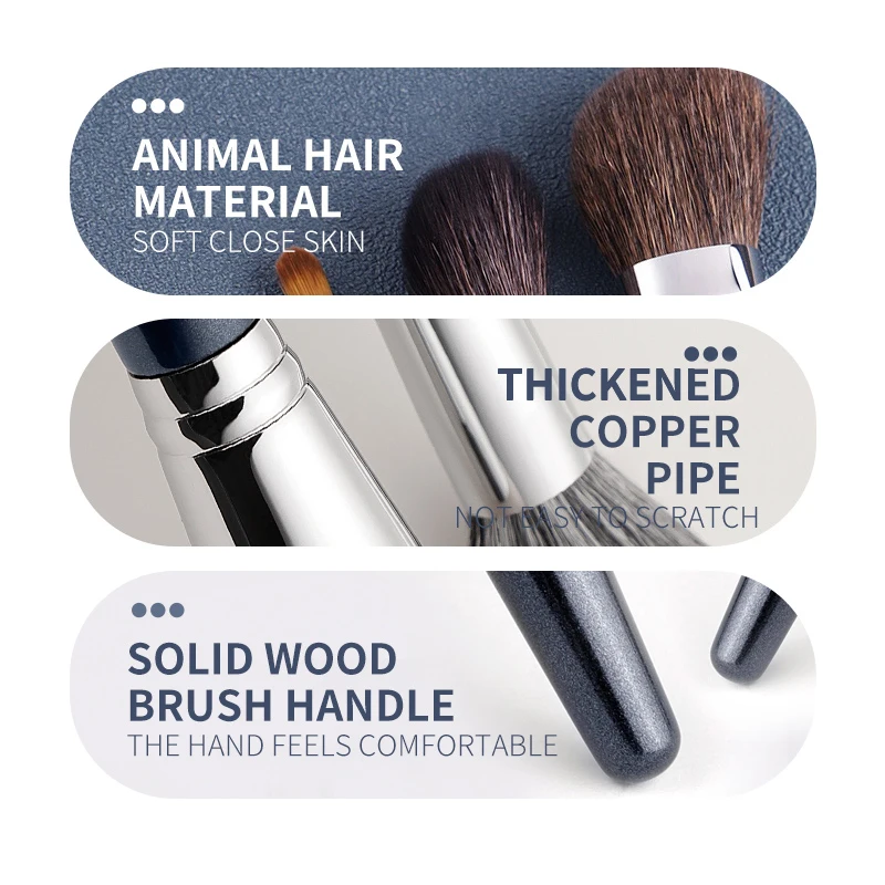 Custom logo Private Label Personalised Makeup Brush Set Natural Hair Copper Tube Wood Handle 23Pcs Milky Way Series