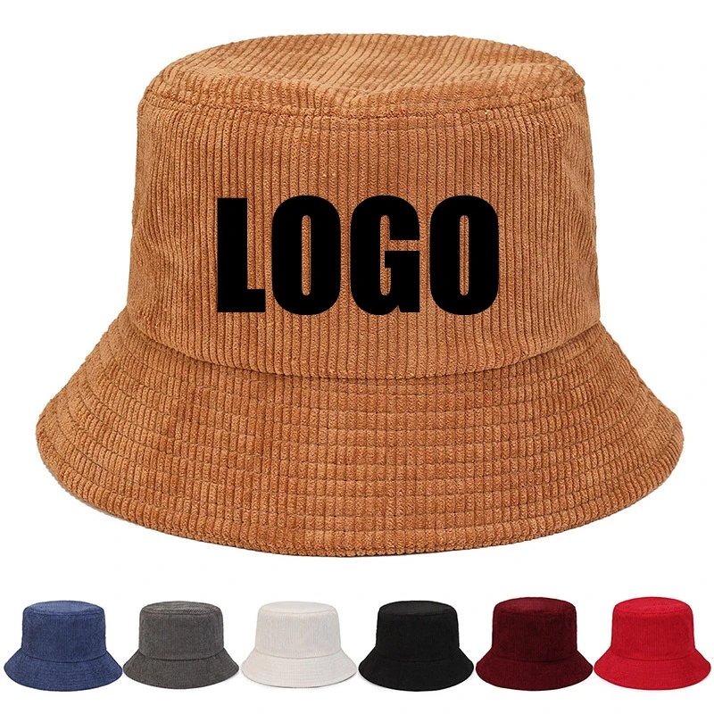 Adjustable Large Plush Bulk Winter Corduroy Bucket Hat with Custom Logo