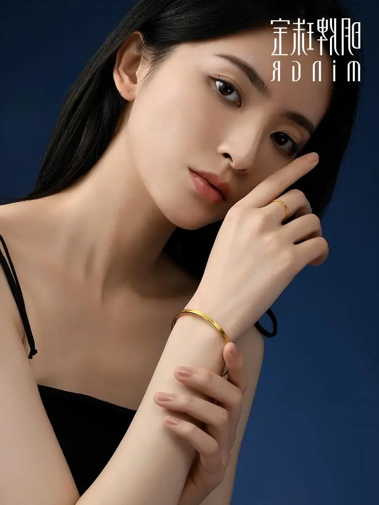 Mingpai Jewelry Gold Bracelet Foot Gold Highlight Gloss Diamond Pattern Simple Dumb Women Bracelet Fashion AFI0062