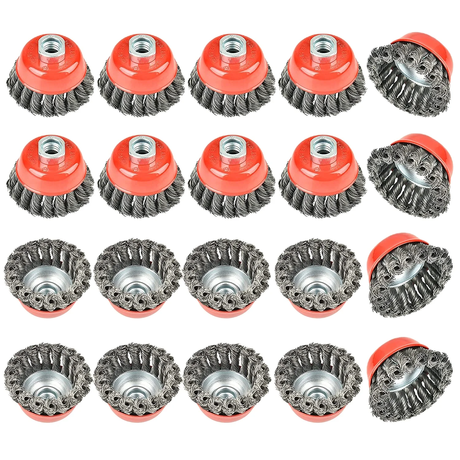 DELUN 4-Inch 100mm Twisted Cup Wire Brush Power Tool Grinder Machine Accessories metal wire polishing brush