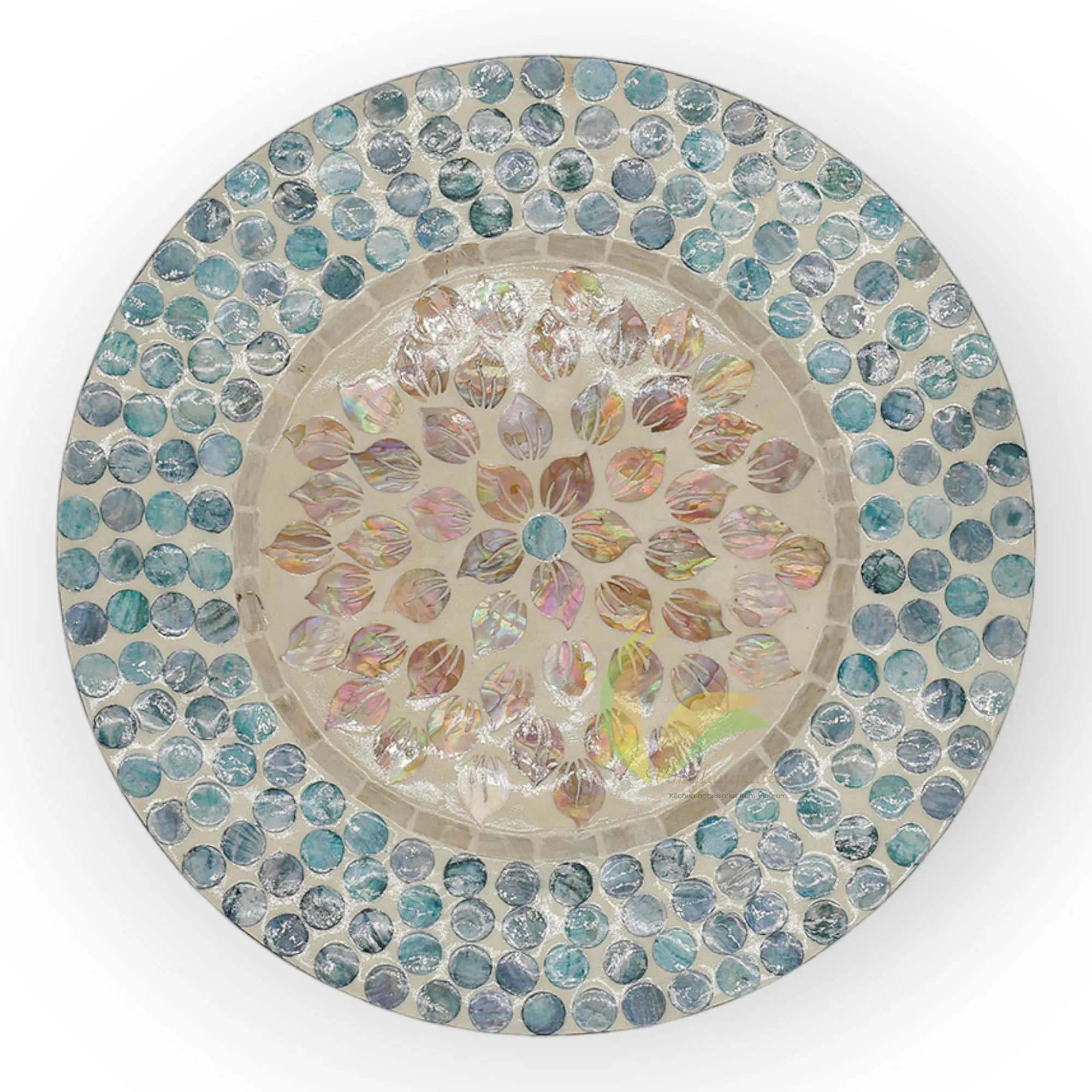 Mother Of Pearl Inlay Nacre Wood Charger Plates for Dinnerware Boho Kitchen Table Decor Table Placemat wholesale Wedding Plate