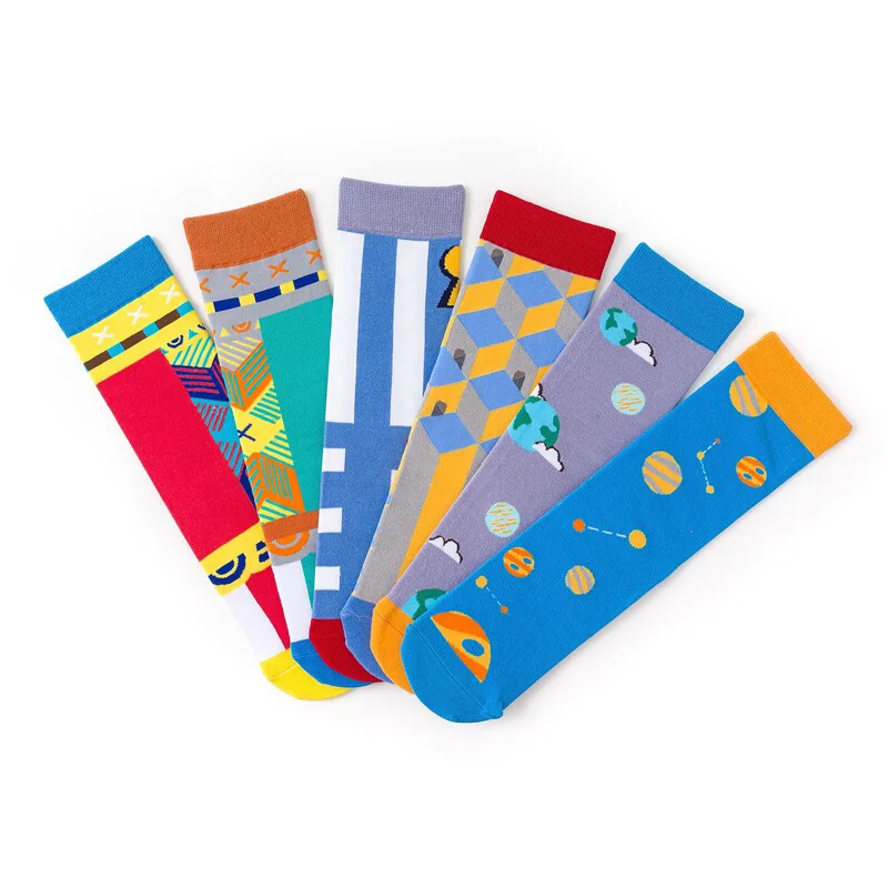 Wholesale School Young Boy Tube Street Trend Harajuku Style Happy Socks Men Colorful