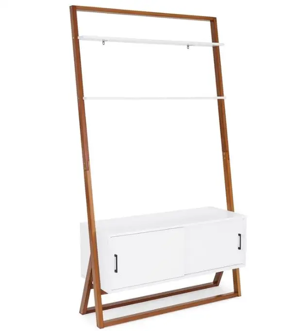 
Combohome Wooden Modern Ladder Shelf TV Stand Entertainment Center Console Sliding Door Storage Cabinet 