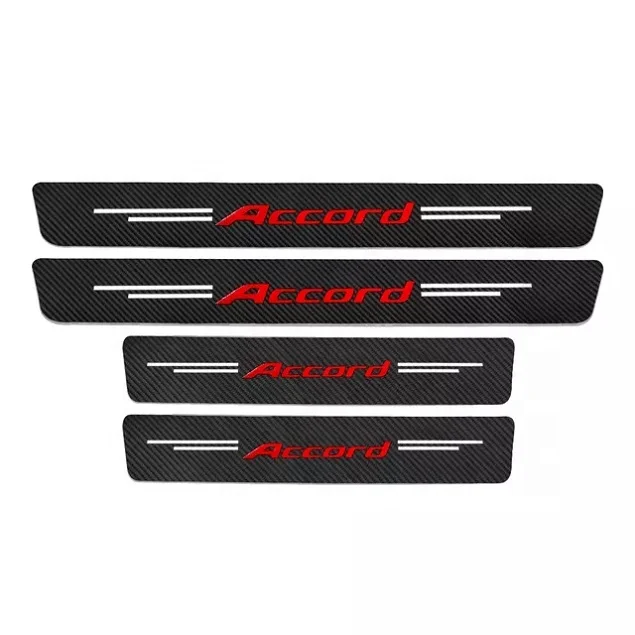 4pcs Set Carbon Fiber car door sill anti scratch stickers car door edge guard seal strip with car logos for auto accessories