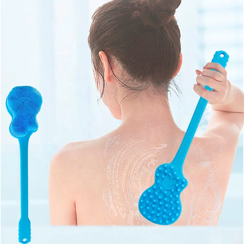 Two Sides Bath Silicone Shower Brush Set Shower Cleaner Brush Long Handle Shower Brush