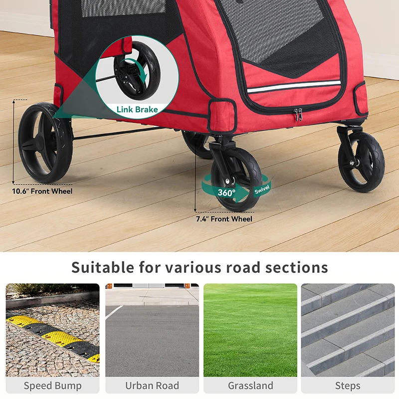 Wholesale Dog Strollers Pet Trolley Pet Stroller And Carrier Auto Folding Luxury Pet Stroller for Dod and Cats Outdoor