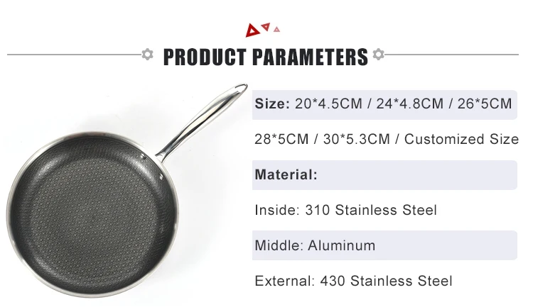 3-Ply Top Quality Fry Pan 30cm Non Stick Stainless Steel Frying Pan