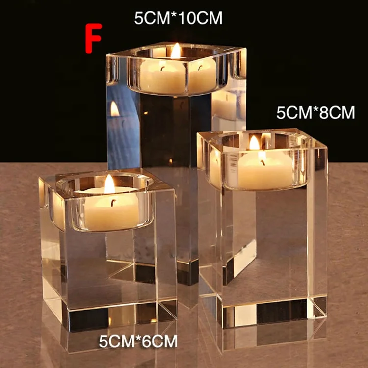 European style Square Crystal Candle Holder Glass Candlestick For Party Home Wedding Decoration