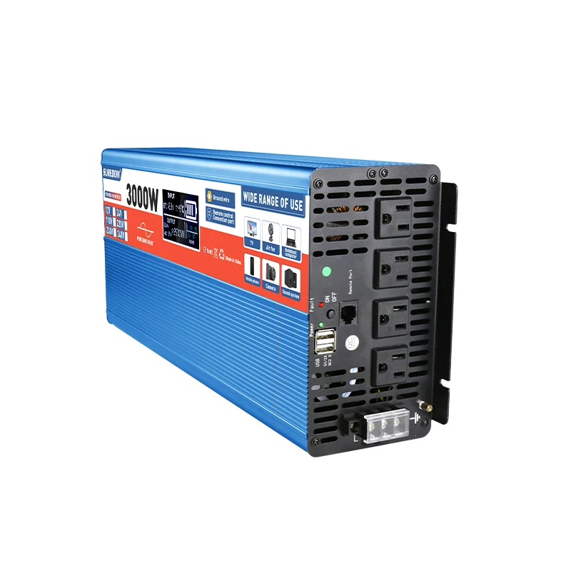 2022 New Design 3000W Pure Sine Wave Power Inverter 12V 24V 110V 220V DC To AC Off Grid Solar Converter With Big LCD Display