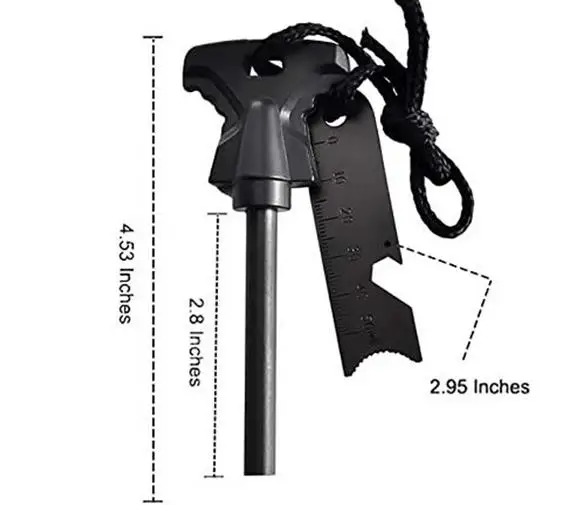 4.25 Inch Flint Fire Starter, Survival Ferro Rods Starter with Easy Grip Handle and Multifunction Striker, Waterproof Flint