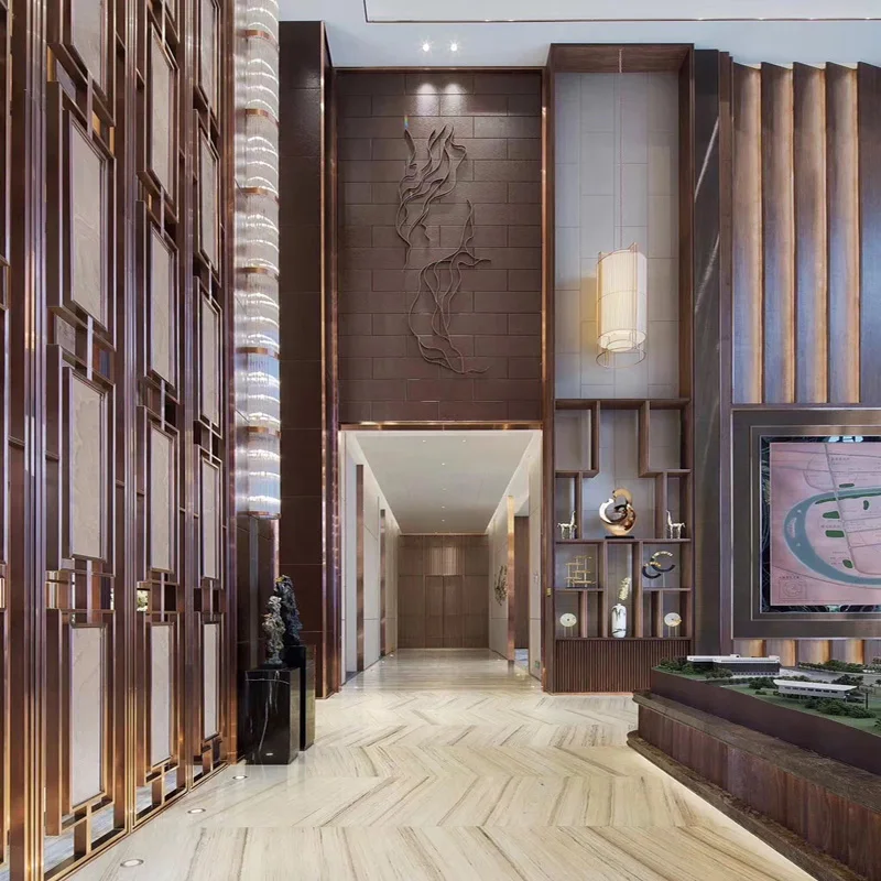 artistical mountains-and-waters painting approximate size general design stainless steel frames screen partition room divider