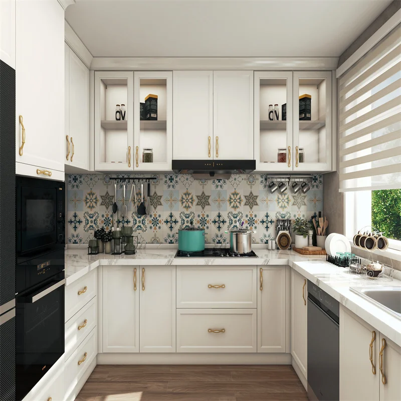 YALIG luxury elegant kitchen cabinets solid wood popular furniture modular kitchen cabinet
