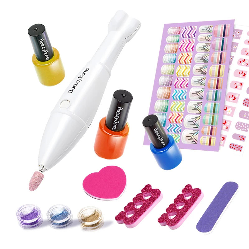 Children Nail Art Salon Set Nail Polish Kit Non-Toxic Kids Manicure Set for Little Girls Beauty Makeup Game