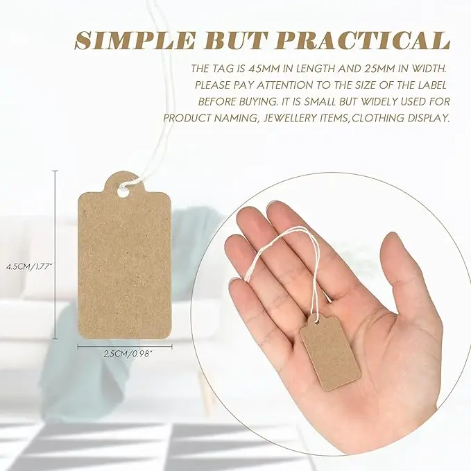 Recyclable Kraft Paper Hang Tags with String Price Display Tags for Jewelry Clothing Products Bag Parts & Accessories
