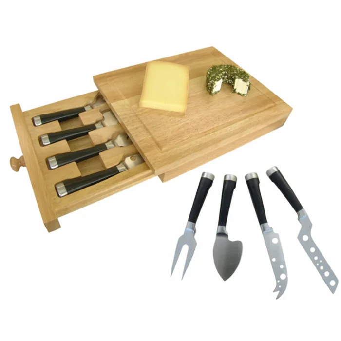 
Smart Gift Stainless Steel Cheese Knives With Drawer Cutting Board Set 