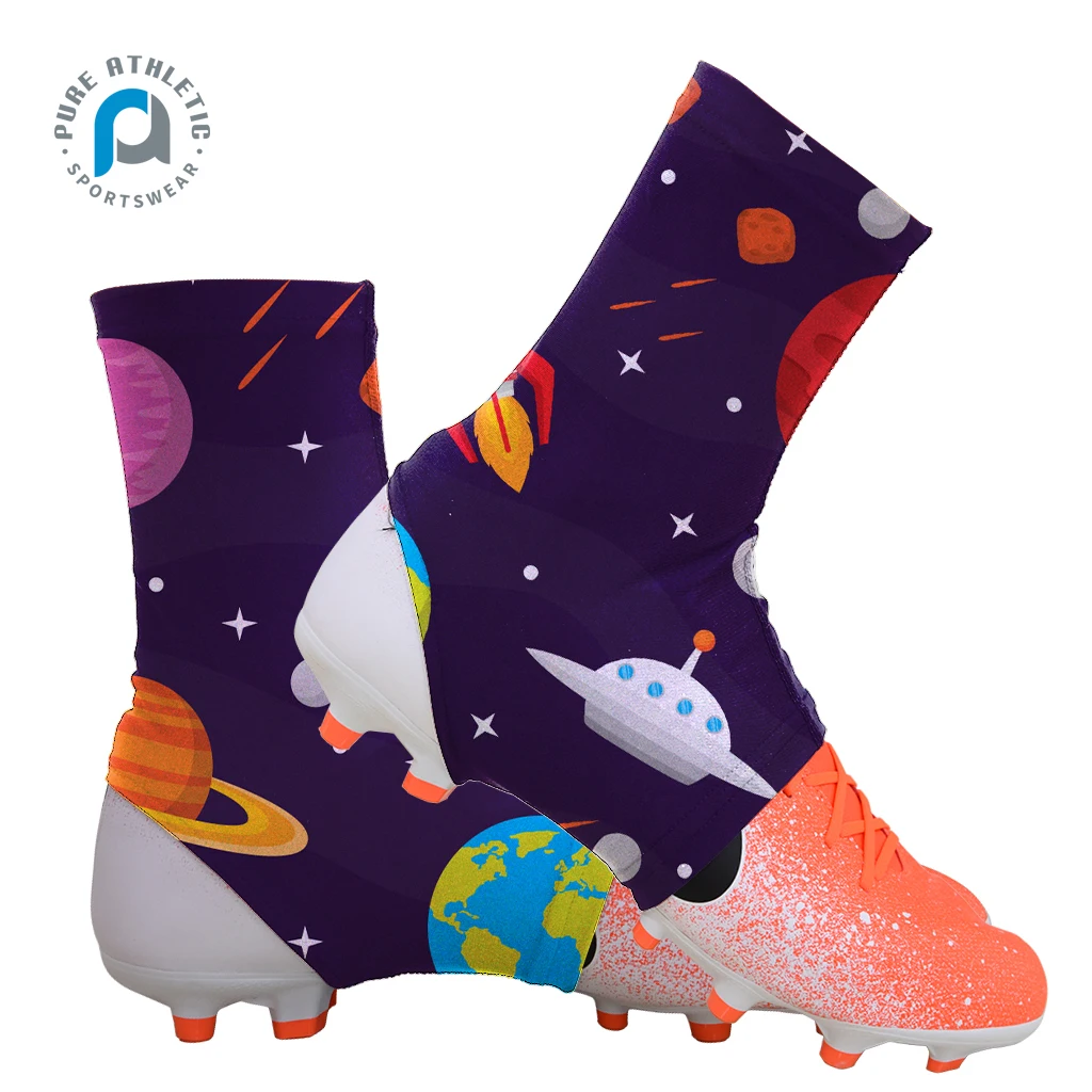 Чистый симпатичный НЛО печать черный сублимационный дышащий пользовательский оптом детские футбольные клипсы чехлы