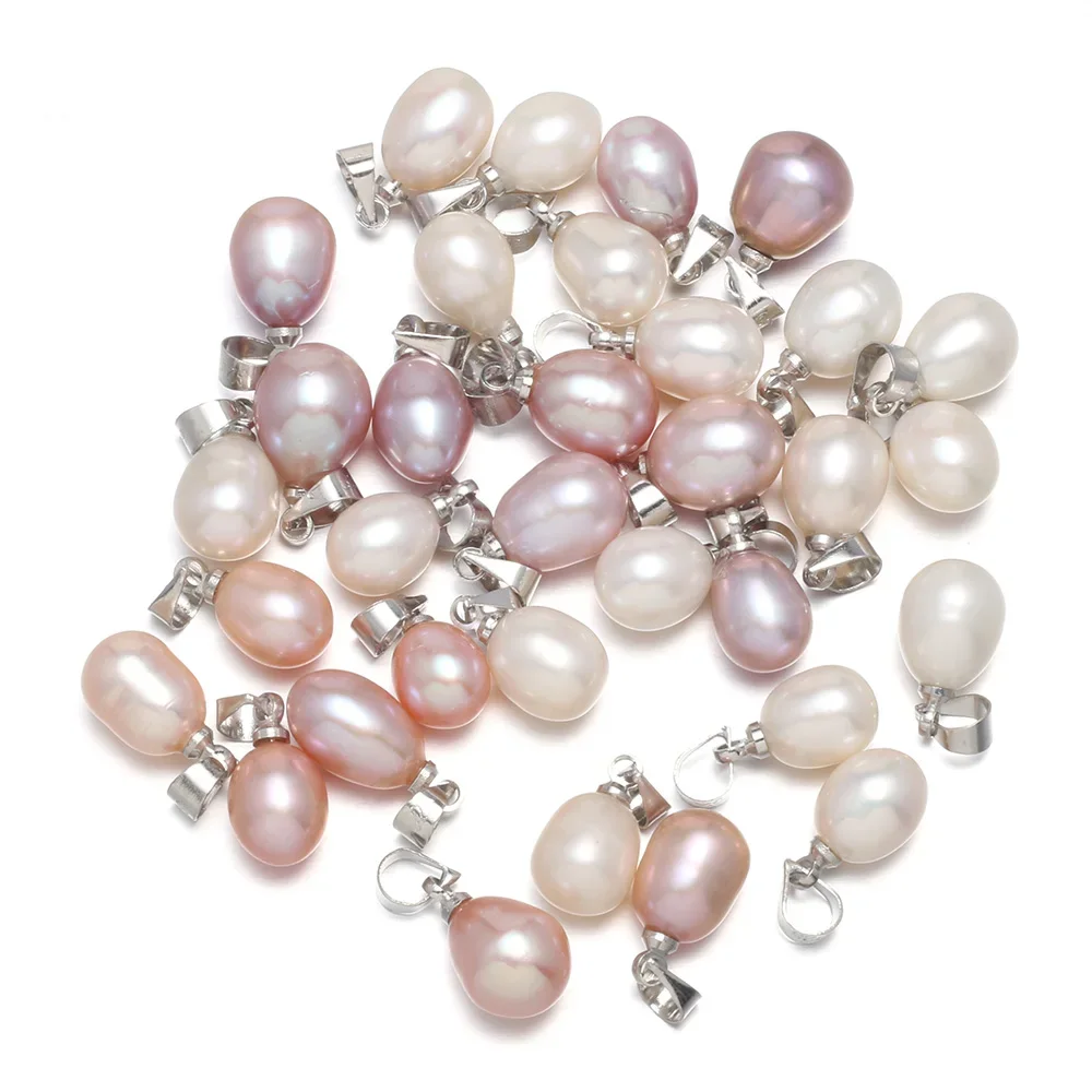 Natural Drop Shape Freshwater Pearl Pendant Rice charms for Jewelry Making DIY