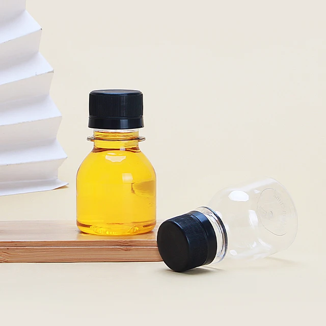 2oz/Energy Mini Shot Round Empty Juice Drinking Plastic Bottle With PE Screw Cap 60ml