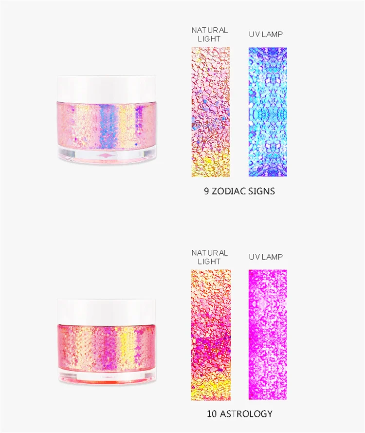 Sparkling Girls Biodegradable Light Blue Platinum Lip Gel Glitter Chunky Reflective UV Body Chameleon Glitter Gel For Kids Hair