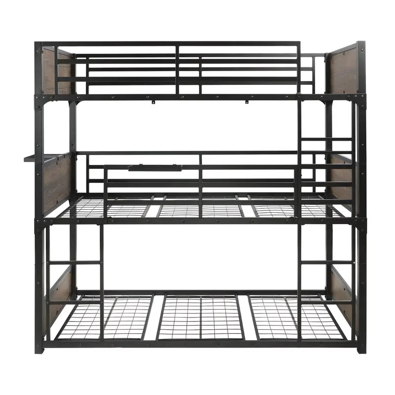Modern Wooden Bed Furniture 3 Tier Kids Bed Triple Bunk Bed for Child Metal 10 Sets 10 Years on Normal Use ISO9000 & ISO14001