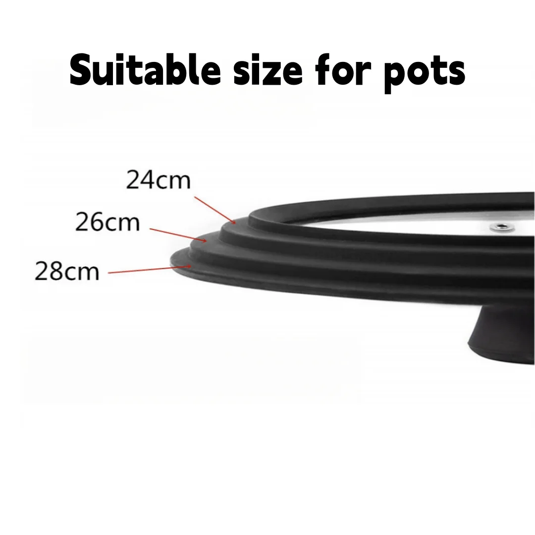 Silicone and Glass pot lid,pot cover for the size 24/26/28cm,Versatile and Universal