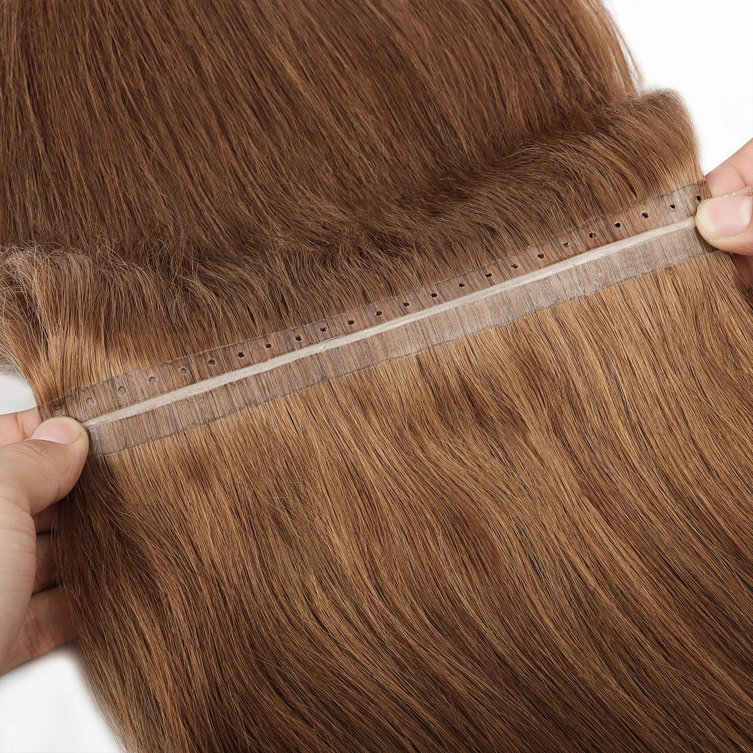Wholesale Cuticle Aligned Hole PU Weft Double Drawn Russian Virgin Human Hair Butterfly Weft Hair Extensions