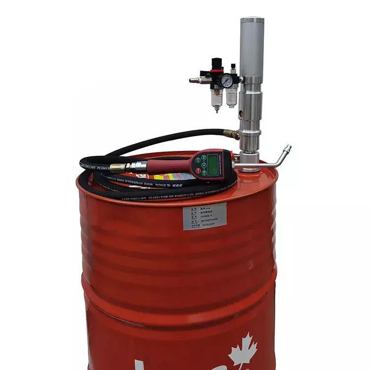 200L Portable Air Lubricating Lube transfer Barrel Pump Pneumatic Oil Drum Pump with Preset Digital Oil Meter Gun