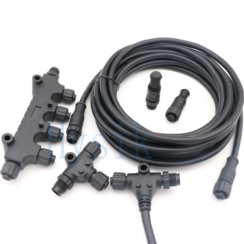 NMEA 2000 Plastic Marine Cable Connector  M12 5 Pin NMEA2000 Multiport Tee Connector 6T Splitter Waterproof Connector