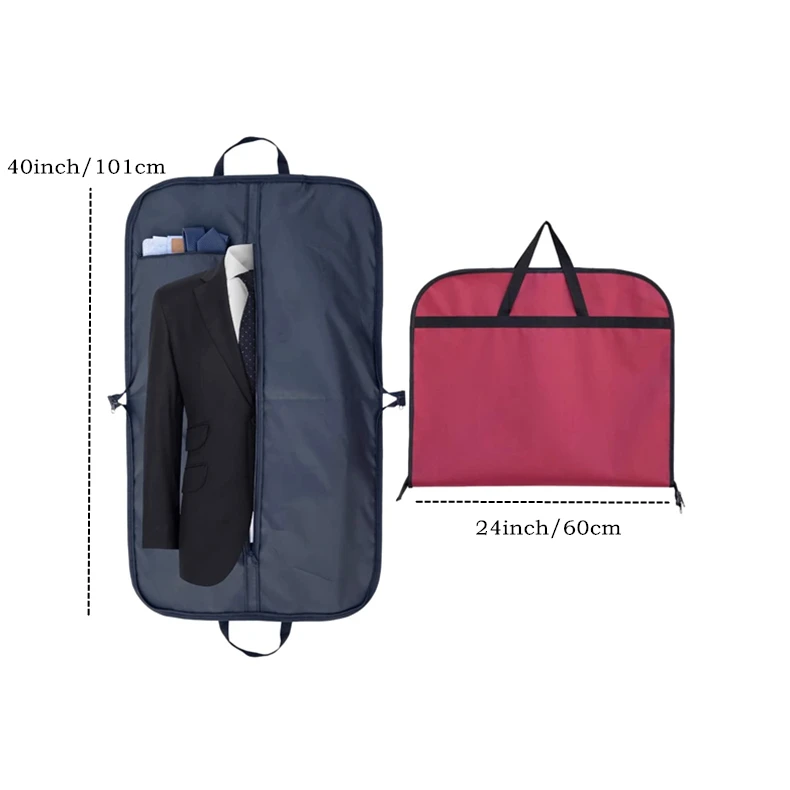 GRS RPET Oxford Non-Woven Nylon Proof Garment Bag For Suit Eco Black Garment Bags Long Travel Coat Cover Garment Bag Suit