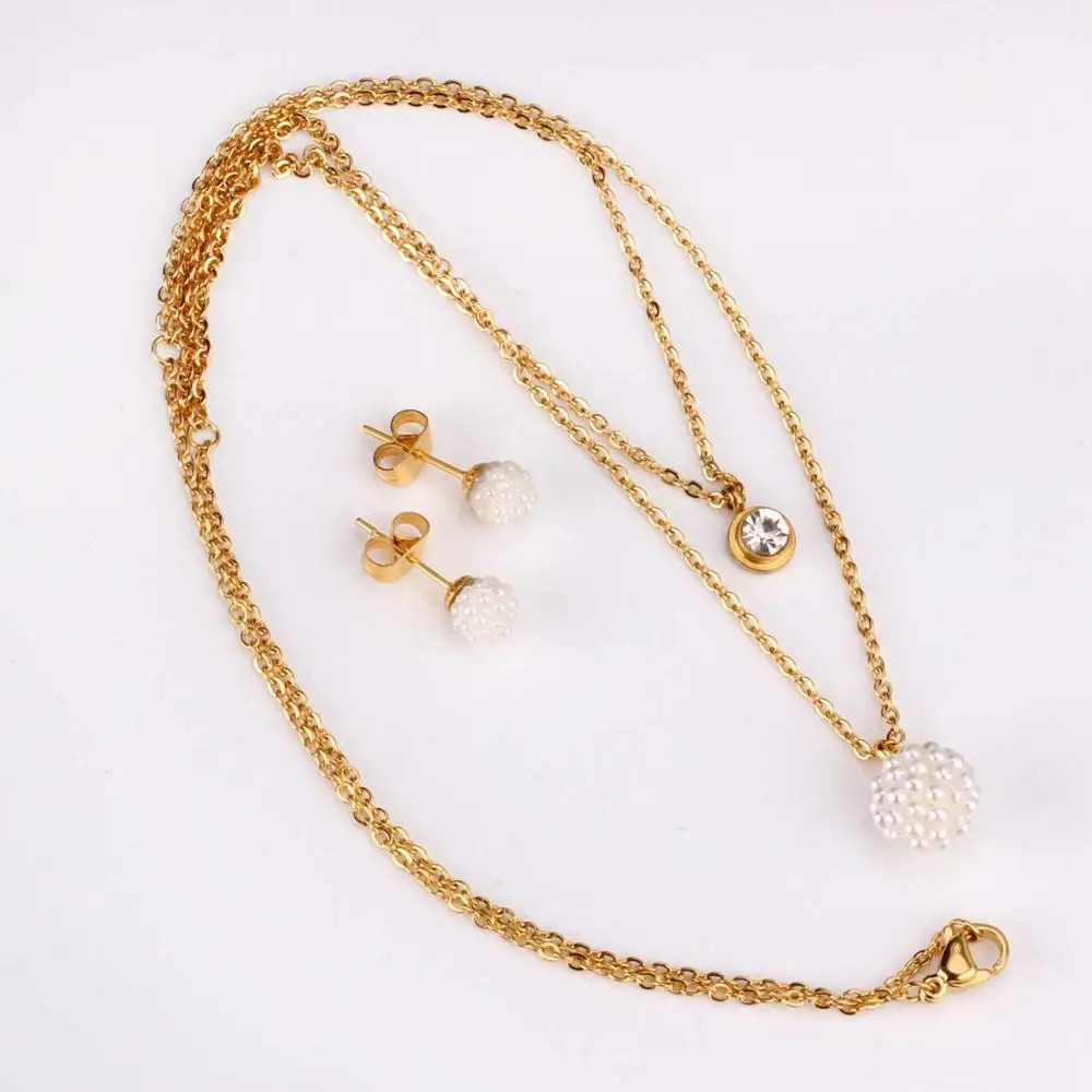 Double Necklace Earring Zircon Wedding Bridal Dubai African jewelries sets for womens body jewelries