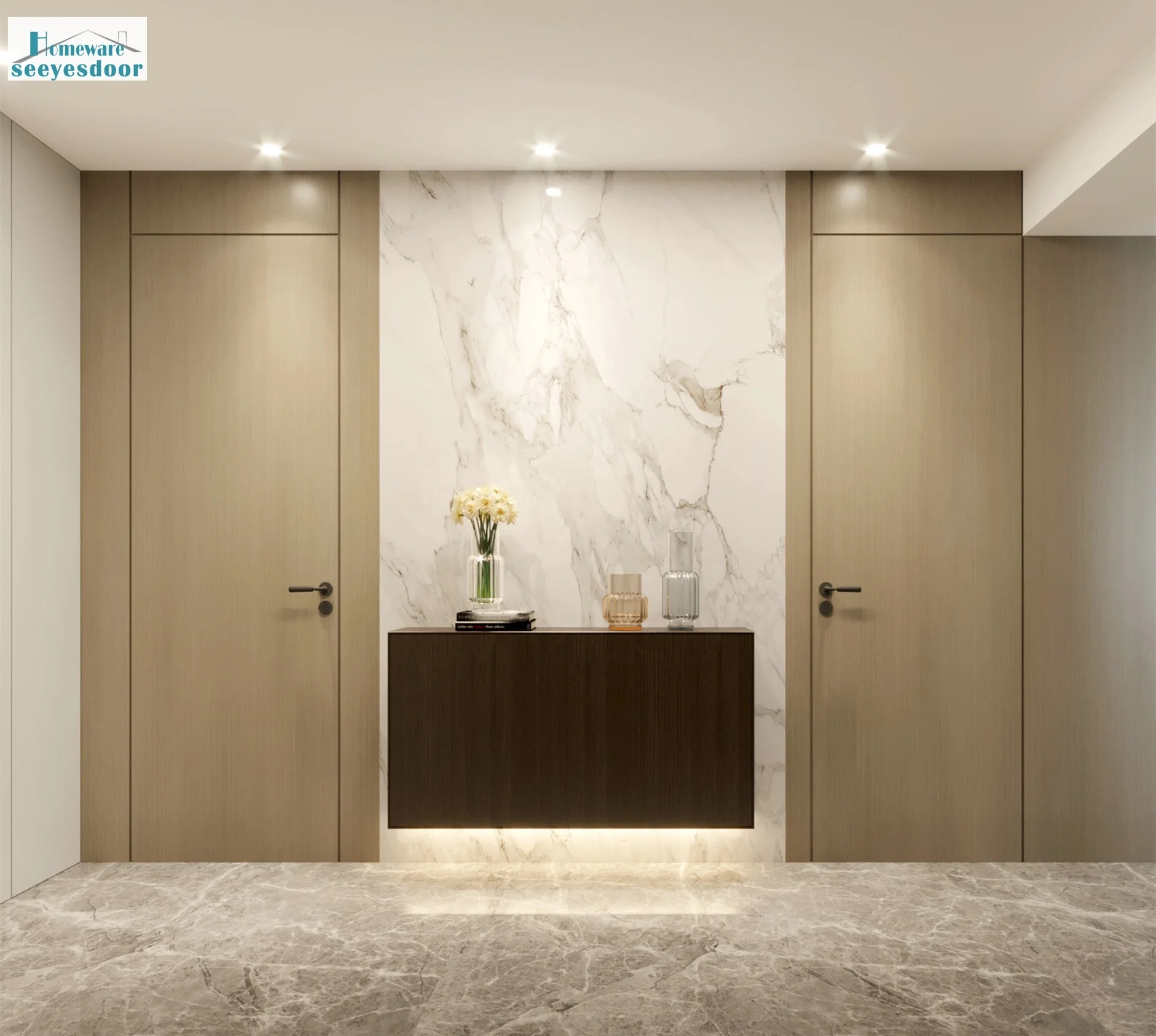 Seeyesdoor Foshan minimalist solid wood MDF invisible door hidden doors with frame