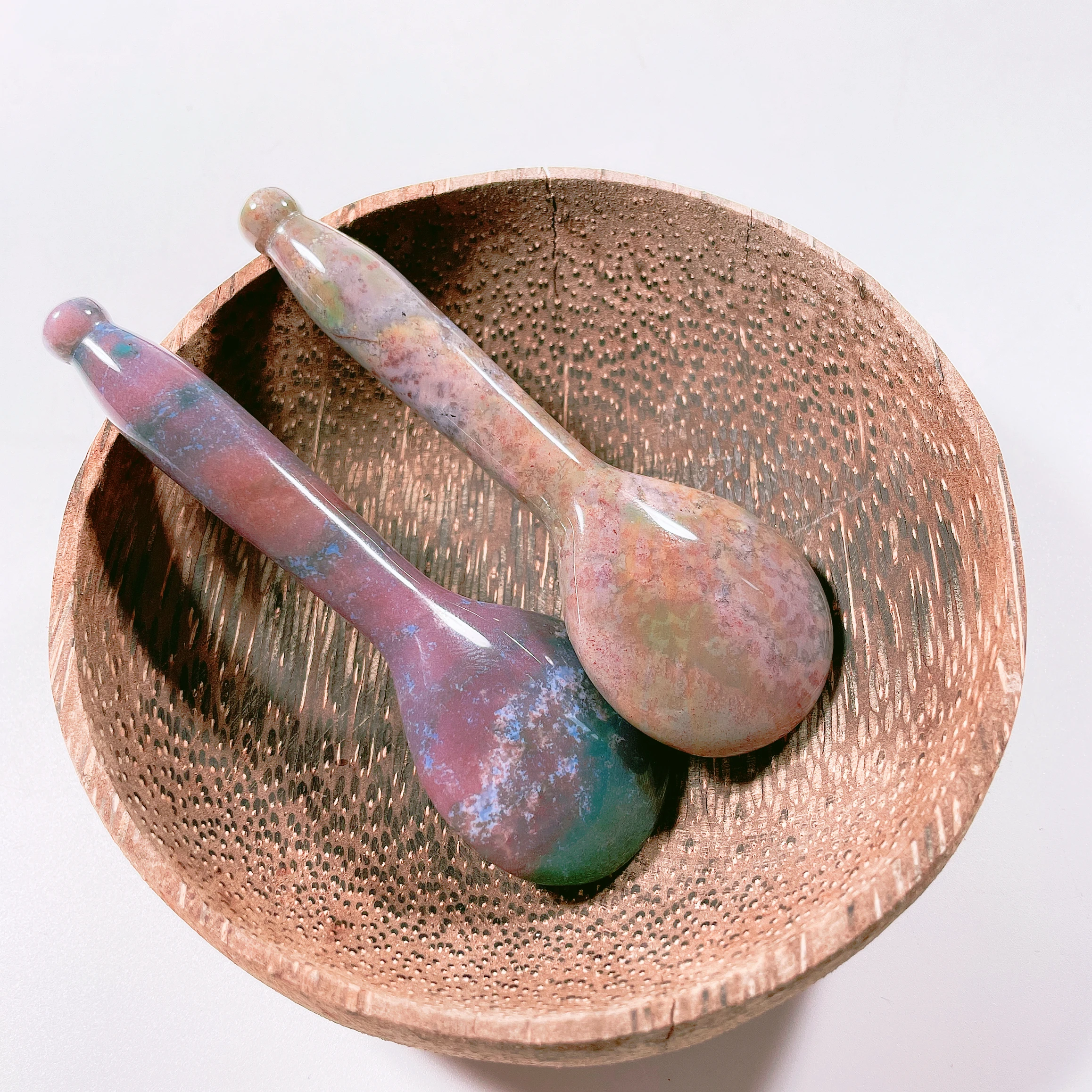 Huiying Cheap Price Indian Agate Spoon Gem Guasha Face Massage Board Tool