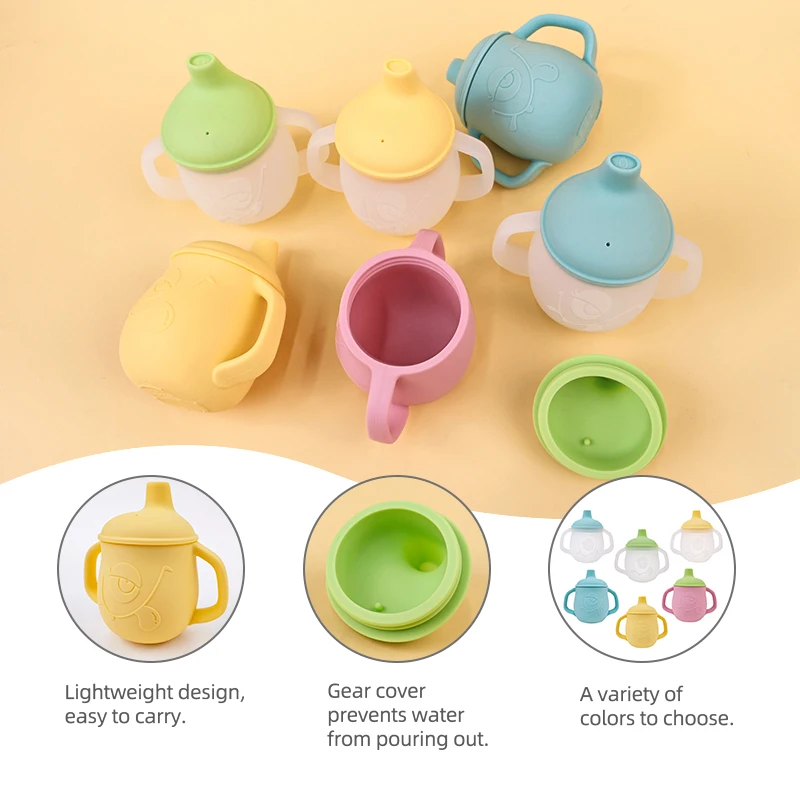 Top Seller BPA Free Food Grade Silicon Toddler Drinking Water Learning Cup Without Straw Lid Clear Kids Dining Silicone Baby Cup