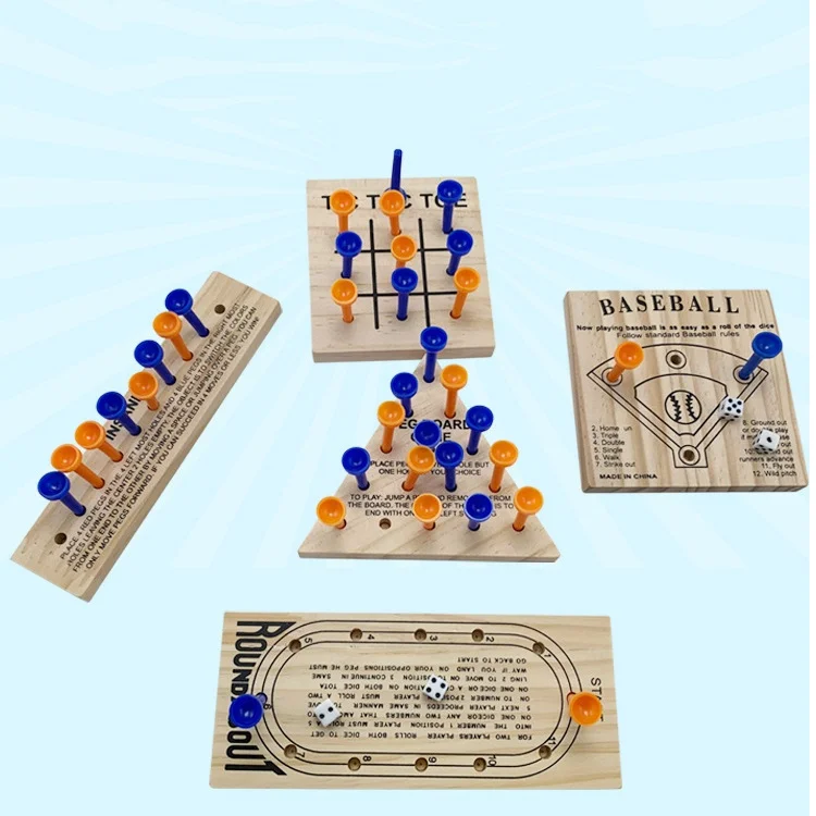 Wooden peg board  Tic Tac Toecribbage game  throwing dice to play baseball game pitching puzzle baseball