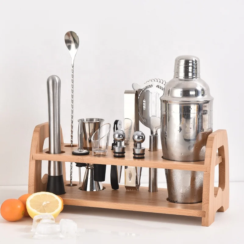 Подарочный набор, упаковка из 11 предметов, подвальный бамбуковый коктейльный шейкер, смешивание, подарочные наборы для бара