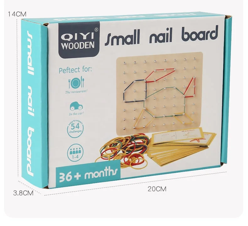 C02001C Wooden Montessori pegboard puzzle kids early education geometry math teaching aids creative puzzle nail board