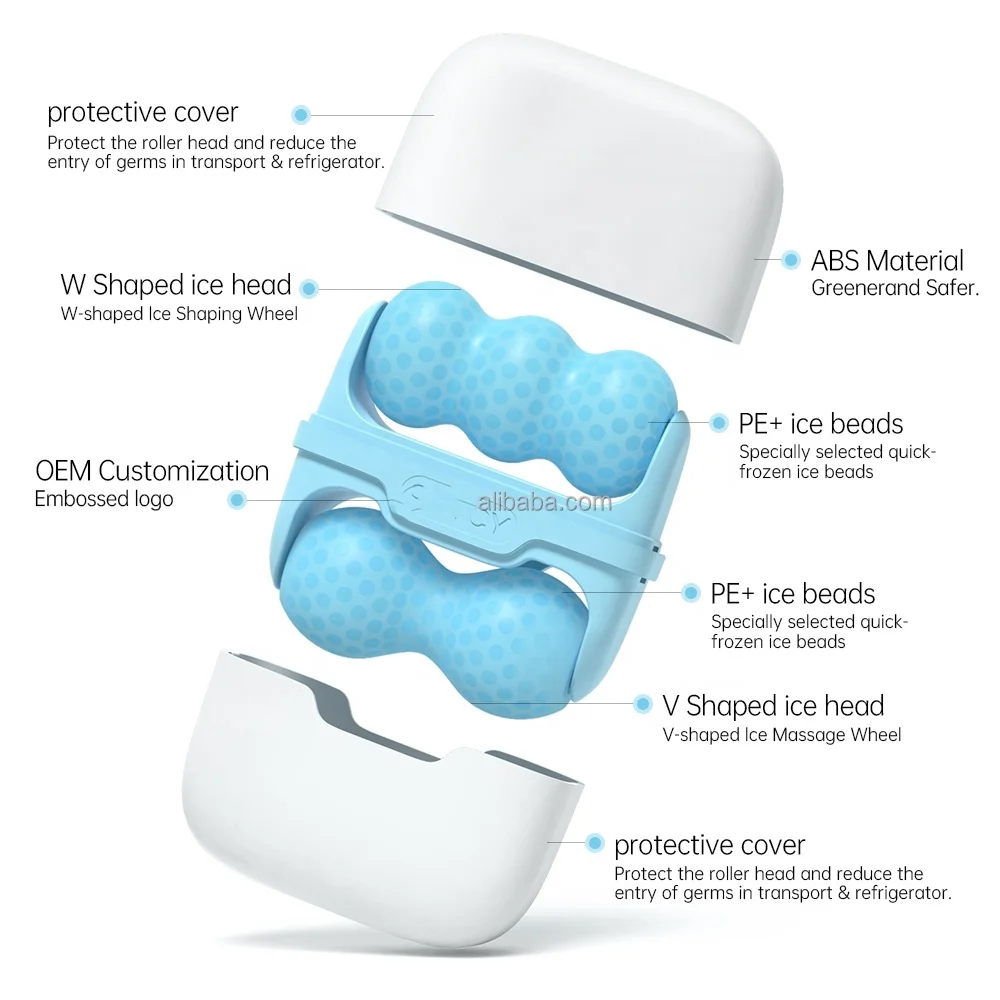 Eliminate edema ice roller stainless steel cooling face ice roller massager facial  ice cube stone face roller for face