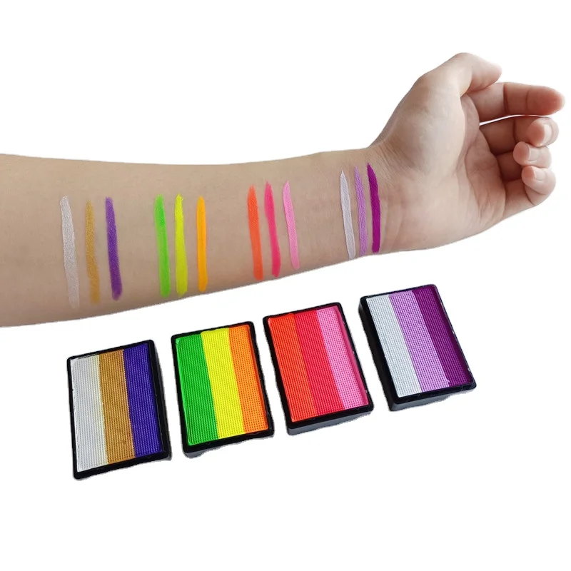 Water Activated Football Cheering World Cup Body Art Face Painting Rainbow Split Cake